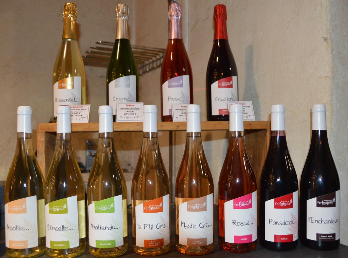 Le domaine de l’Ambroisie propose une gamme de 3 vins AOC Côtes de Toul et 7 vins sans indication géographique protégée. Photo : H.Flamant