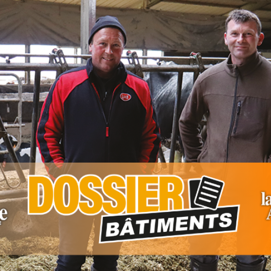 Cédric et Alexis Zenner forment la troisième génération d’éleveurs sur l’exploitation. Leur fils respectif souhaitent poursuivre l’atelier lait, tout en se diversifiant avec la création d’un atelier de poules pondeuses. © Photo Marion FALIBOIS