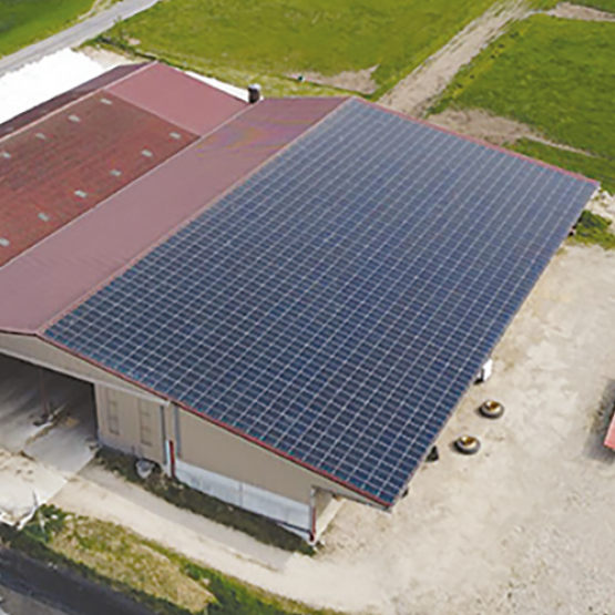 Une vue aérienne de l'installation photovoltaïque. © Réseaux d'élevage