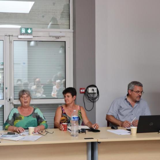 De g. à d. : Jean-Luc Duret, Véronique Choné (trésorière et présidente d’Afdi Lorraine), Laure Génin (présidente de l’Alpa) et Marc François (animateur d’Afdi Lorraine). Photo : H.Flamant