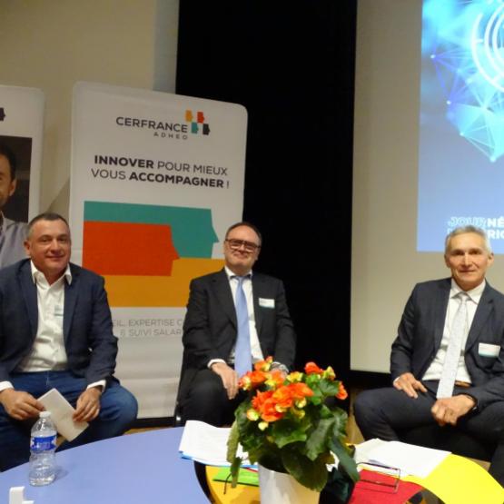Jean-Philippe Bastien, trésorier, Jean-René Lenne, directeur général, Fabrice Piquet, président de Cerfrance Adheo. Photo : JL.Masson