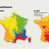 D’après les prévisions, le climat du Grand Est, actuellement continental, est amené à être aquitain d’ici 2100. Source : Inra-Nancy - Umr Silva