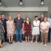 	De g. à d. : Aurélie Hemmer, Joris Erzen, Estelle Pochat, Jean-Philippe Thomassin, Lydie Saunier, Laure Génin, Dominique Sautré, Nathalie Thomas et Jérémy Jenneson. Photo : JL.Masson