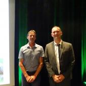 Le président Stéphane Roussey et le directeur David Thenail ont présenté les résultats très positifs de la coopérative et les perspectives pour la filière ovine en France. (Crédit Photo : J.JORIS)