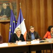 Valérie Debord (Région Grand Est), Françoise Souliman (préfet de Meurthe-et-Moselle), Mathieu Klein (Métropole du Grand Nancy) et Chaynesse Khirouni (Conseil départemental) ont signé l’appel à manifestation d’intérêt. Photo : H.Flamant