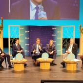 De g. à d. : Christophe Mahieu (groupe EBRA) ; Nizar Azouz (sous-préfet de Toul) ; Mathieu Klein (président Métropole Grand Nancy) ; François Werner (vice-président Conseil régional) ; Hélène Boulanger (présidente Université de Lorraine) et Mathieu Vidard