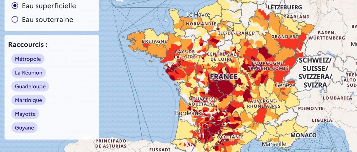 54 % des nappes sont désormais sous les normales mensuelles, contre 42 % en juillet 2025.
