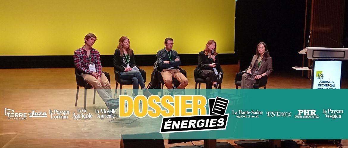 Florian Christ, Fiona Ehrhardt, Nicolas Thevenin et Lucile Sever étaient réunis lors des Journées Recherche Innovation pour échanger autour des enjeux du digestat. Photo : I.ANTOINE