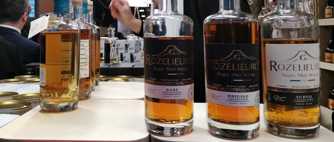 Les whiskies Rozelieures, trois médailles au CGA 2022, étaient présentés sur le stand Les Fous de Terroirs. Photo : H.Flamant