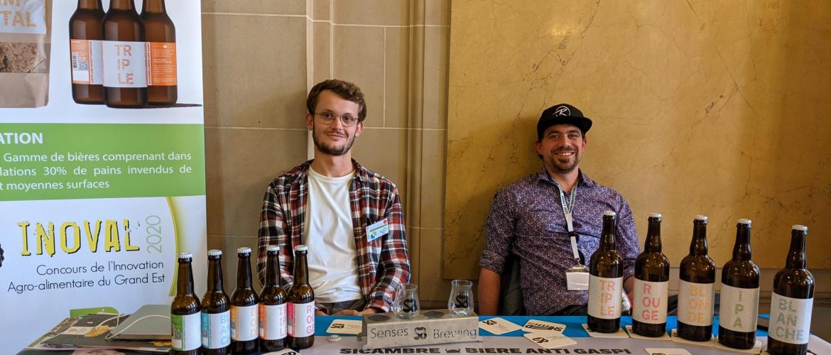 Senses Brewing a conçu Sicambre, une gamme de bières valorisant des invendus de pain des GMS. Photo : A.Legendre